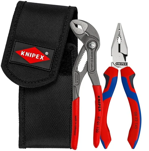 Knipex Mini-tangsæt · spidskombinationstang og Cobra med bæltetaske